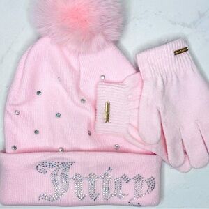 JUICY COUTURE Girls Hat and Glove Set Rhinestone